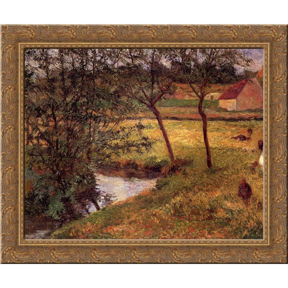 Stream in Osny 24x20 Gold Ornate Wood Framed Canvas Art by Paul Gauguin
