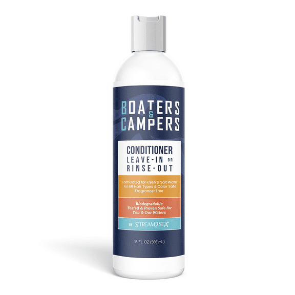 Stream2Sea Boaters and Campers Hair Conditioner, Reef Safe, Fragrance Free, Natural Formula,16 fl oz