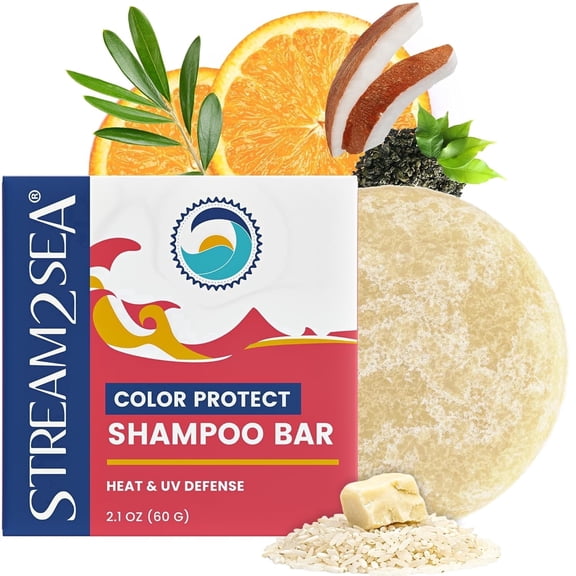 Stream2Sea Reef Safe Color Protect Hair Shampoo Bar, Helps Prevent Fading and Damage from Heat & UV – (2.1 oz)