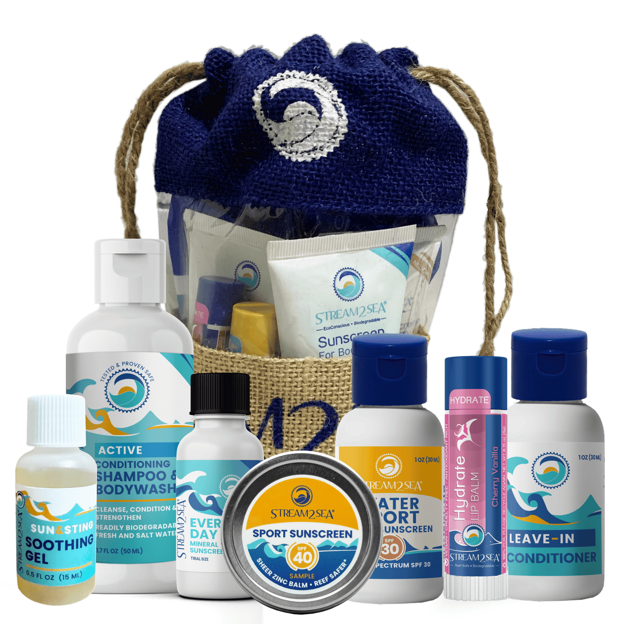 Stream2Sea Reef Safe Hydrating Travel Kit, Gift Set, Natural & Sulfate ...