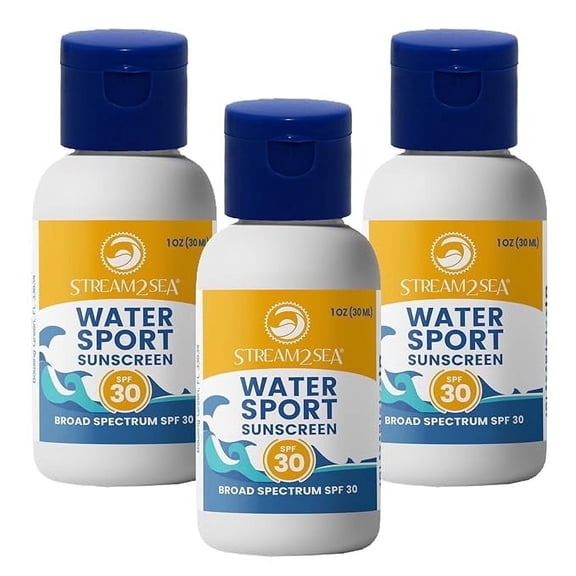 Stream2Sea SPF 30 Reef Safe Travel Size Mineral Sunscreen, Skin Protection - Pack of 3