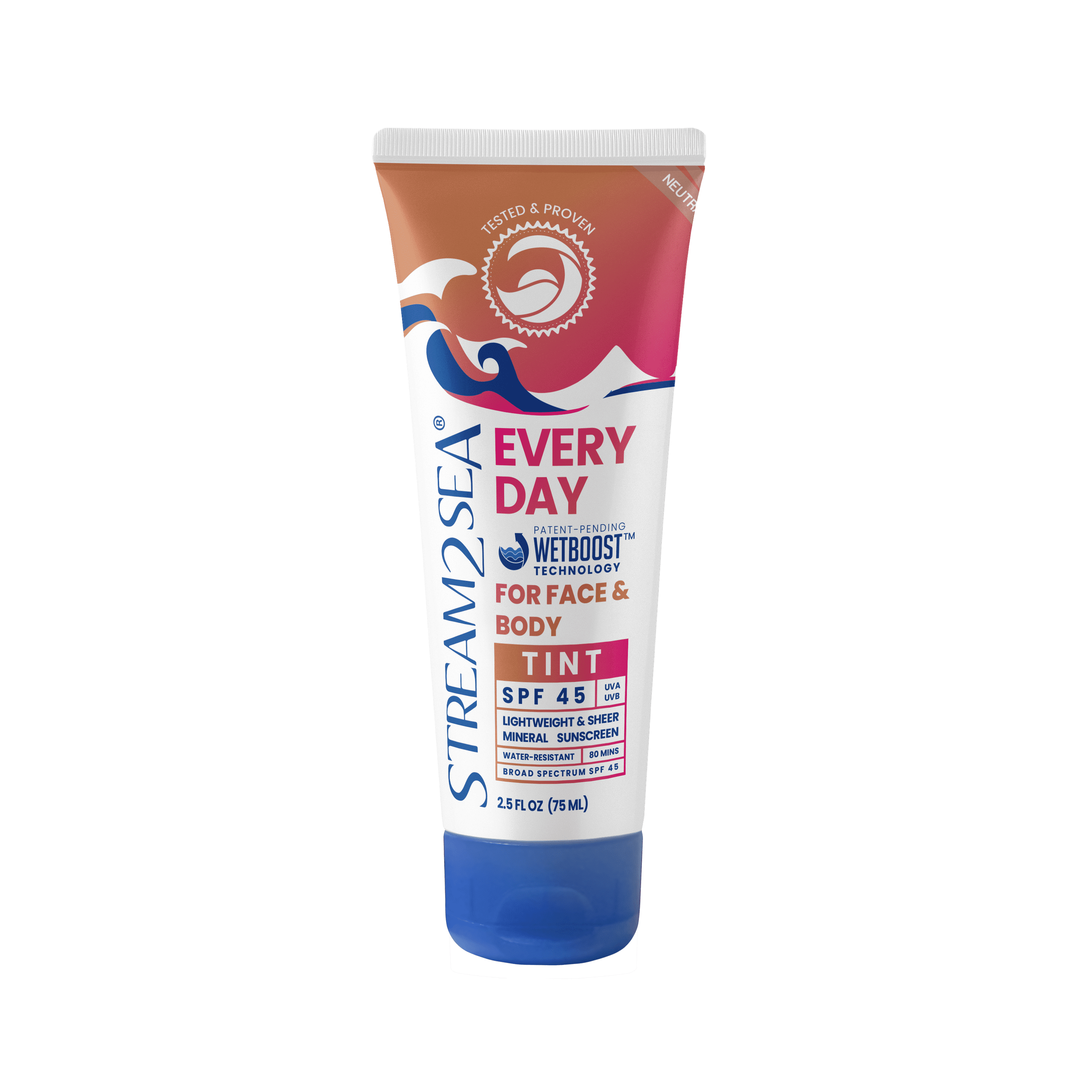 Stream2Sea SPF 45 Tinted Mineral Sunscreen, Paraben Free, Coral Reef Safe Sunscreen - 2.5 fl oz