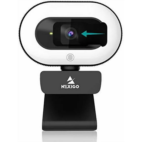 StreamCam N930E with Software, 1080P Webcam with Ring Light and Privacy Cover, Auto-Focus, Plug and Play, Web Camera for Online Learning, Zoom Meeting Skype Teams, PC Mac Laptop Desktop