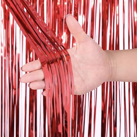 Streamers Party Decorations,3.28 X 9.84 Ft Tinsel Foil Fringe Curtain,Metallic Tinsel Foil Fringe Curtains Photo Streamers,Glitter Foil Fringe Curtain Streamers for Christmas Decorations
