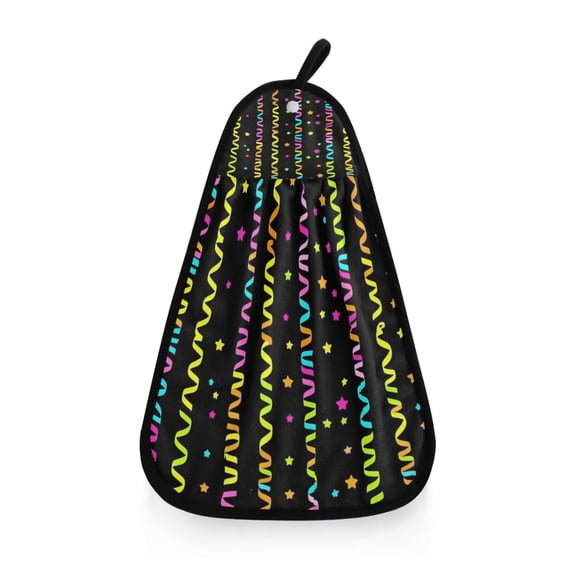 Streamers and Stars Pattern Hanging Towel Hand Towel 16.53x12.20in Quick-Drying for Kitchen and Bathroom Use