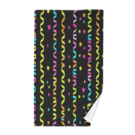 Streamers and Stars Pattern Soft 100% Cotton Towel, High Absorbency, Single Pack, 16" x 28"