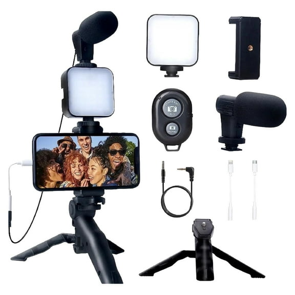 erfcxs Desk Light with Flexible Tripod and LED Ring Light Microphone Bundle for Enhanced Streaming Meetings and DSLR Video Recording