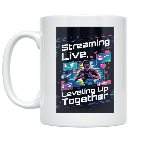 Streaming Live Leveling Up Together - Gamer Enthusiast - 11 oz Ceramic Coffee Mug