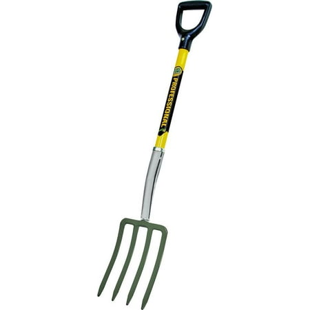 Streamlight 4 Tine Spading Fork with Forged Head, Fiberglass/Poly D-Grip Handle