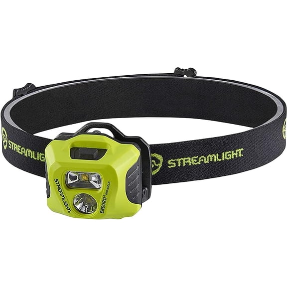 Streamlight 61424 Enduro Pro Haz-Lo 160-Lumen Multi Function Headlamp Includes 3 AAA Alkaline Batteries, Rubber Hard Hat Strap, Elastic Head Strap, 3M Dual Lock, Yellow