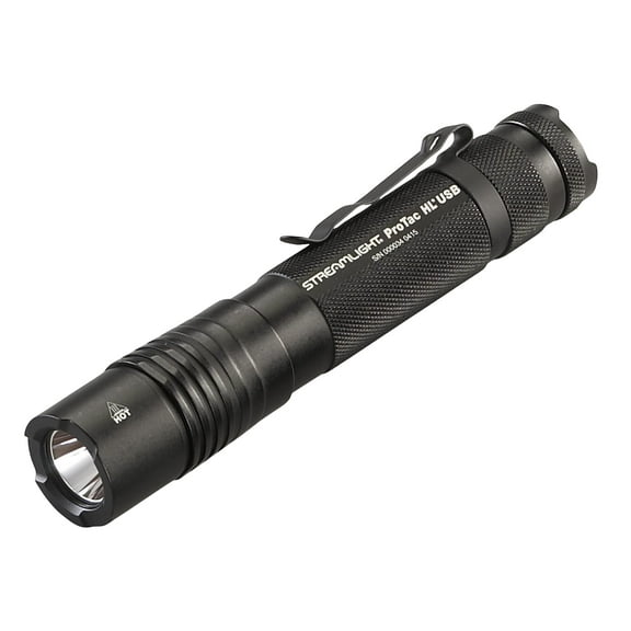 Streamlight 88054 ProTac HL USB 1000-Lumen Multi-Fuel USB Rechargeable Professional Tactical Flashlight with 120V AC/12-Volt DC Charger, and Holster, Black, Clear Retail Packaging
