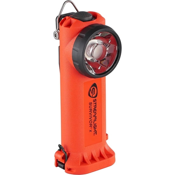 Streamlight 90044 Survivor X USB 250-Lumen USB Rechargeable Right-Angle Firefighter's Flashlight with Rechargeable Battery Pack, Orange