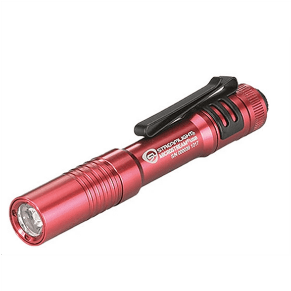 Streamlight 250 Lumen MicroStream USB Penlight - Includes Micro-USB cord and lanyard - Box - Red