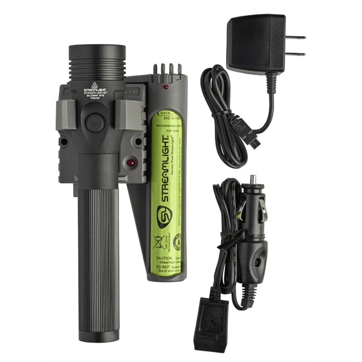 Streamlight Stinger LED HL Rechargeable 800 Lumen Flashlight w/ 120/100 VAC / 12 VDC "Piggyback" Smart Charger - 75434