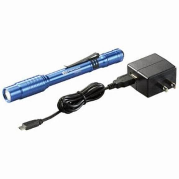 Streamlight STL-66139 Stylus Pro USB Rechargeable Penlight with 120V AC Adapter, USB Cord, & Nylon Holster, Blue