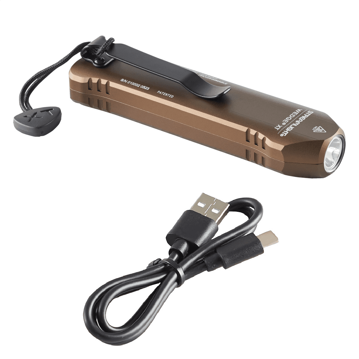 Compact Coyote Brown LED Rechargeable Tactical Flashlight