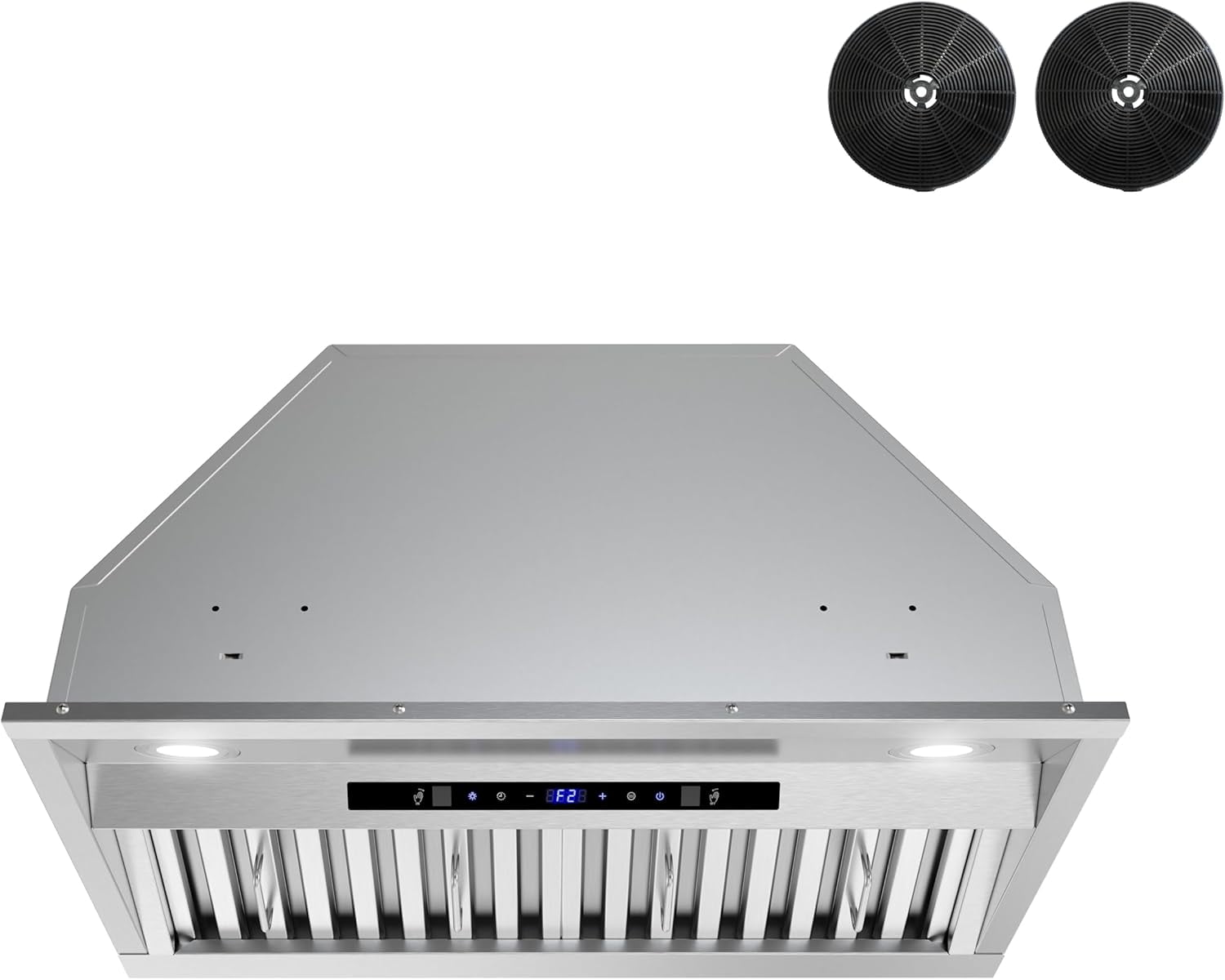 Streamline 28 in. Amandola Convertible Insert 350 CFM Range Hood in Brushed Stainless Steel with Baffle Filters, Touchpad Control, LED Lights