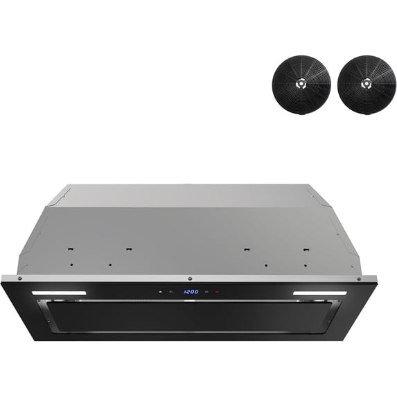 Streamline 28 in. Bradano Convertible Insert 350 CFM Range Hood in Glossy Black with Mesh Filters, Touchpad Control, LED Lights