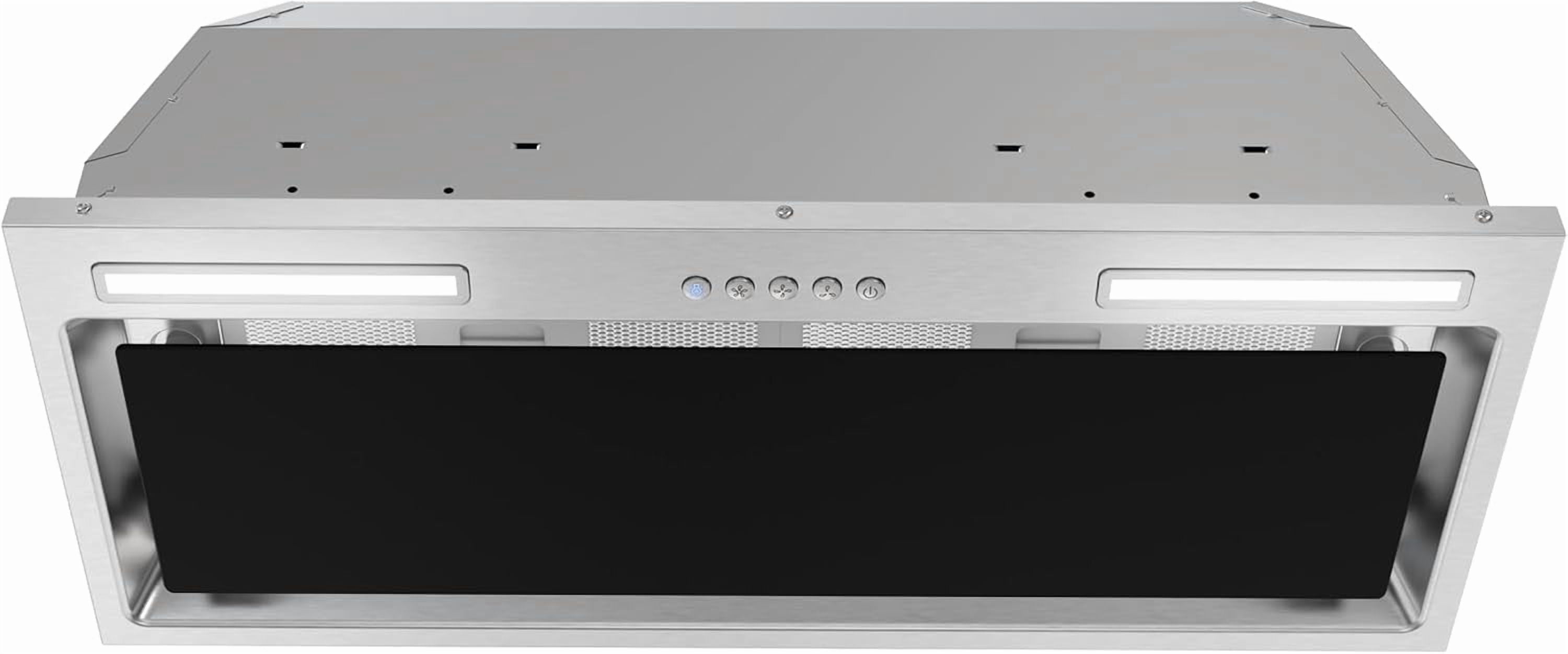 Streamline 28 in. Curino Ductless Insert 350 CFM Range Hood in Glossy Black with Mesh Filters, Electronic Button Control, LED Lights