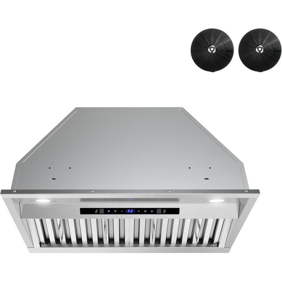 Streamline 28 in. Isnello Ductless Insert 350 CFM Range Hood in Brushed Stainless Steel with Baffle Filters, Touchpad Control, LED Lights