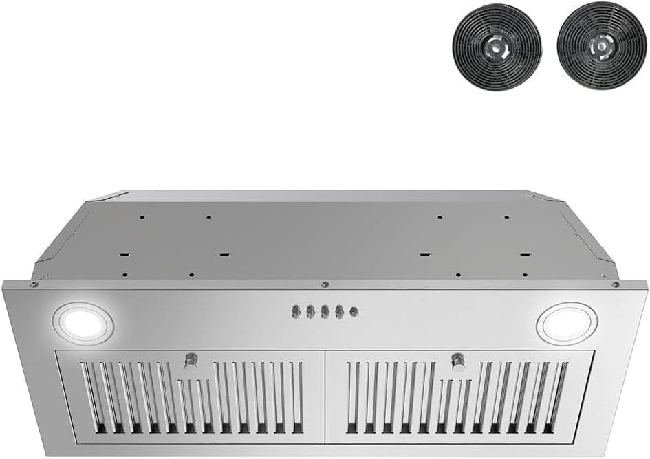 Streamline 28 in. Sacchi Ductless Insert Range Hood in Brushed Stainless Steel with Baffle Filters, Push Button Control, LED Lights