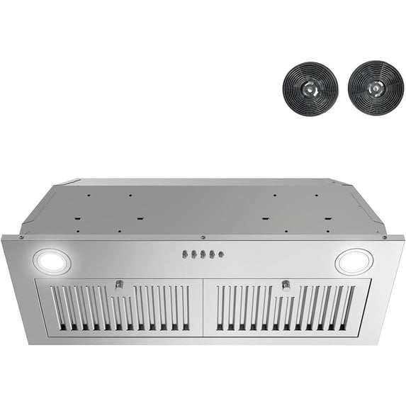 Streamline 28 in. Sacchi Ductless Insert Range Hood in Brushed Stainless Steel with Baffle Filters, Push Button Control, LED Lights