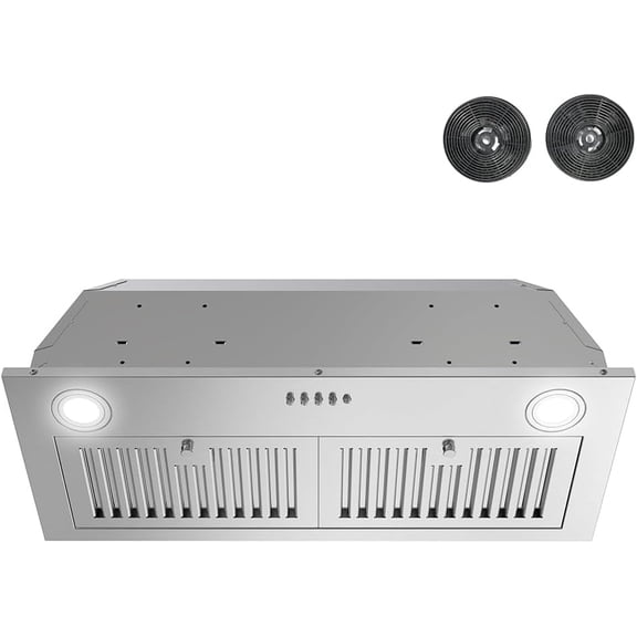 Streamline 28 in. Sacchi Ductless Insert Range Hood in Brushed Stainless Steel with Baffle Filters, Push Button Control, LED Lights