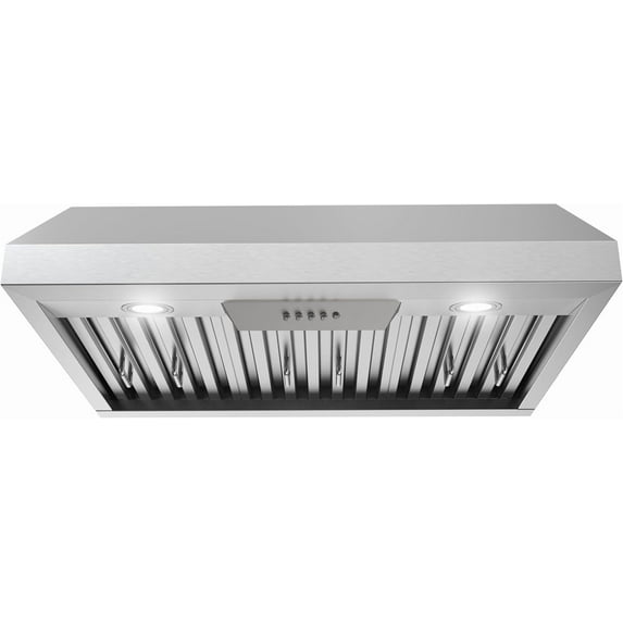 Streamline 30 in. Anfo Convertible Undermount 406 CFM Range Hood in Brushed Stainless Steel with Baffle Filters, Push Button Control, LED Lights