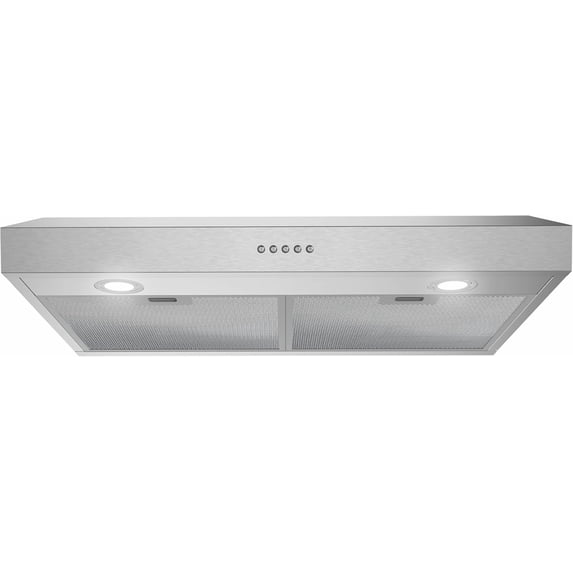 Streamline 30 in. Cassino Ductless Undermount 165 CFM Range Hood in Brushed Stainless Steel with Mesh Filters, Push Button Control, LED Lights