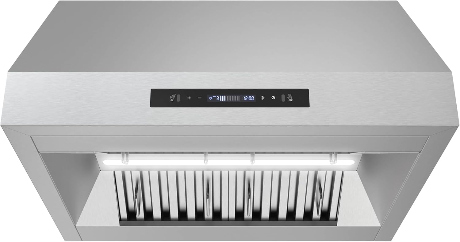 Streamline 30 in. Dezzo Ductless Undermount 350 CFM Range Hood in Brushed Stainless Steel with Baffle Filters, Touchpad Control, LED Light