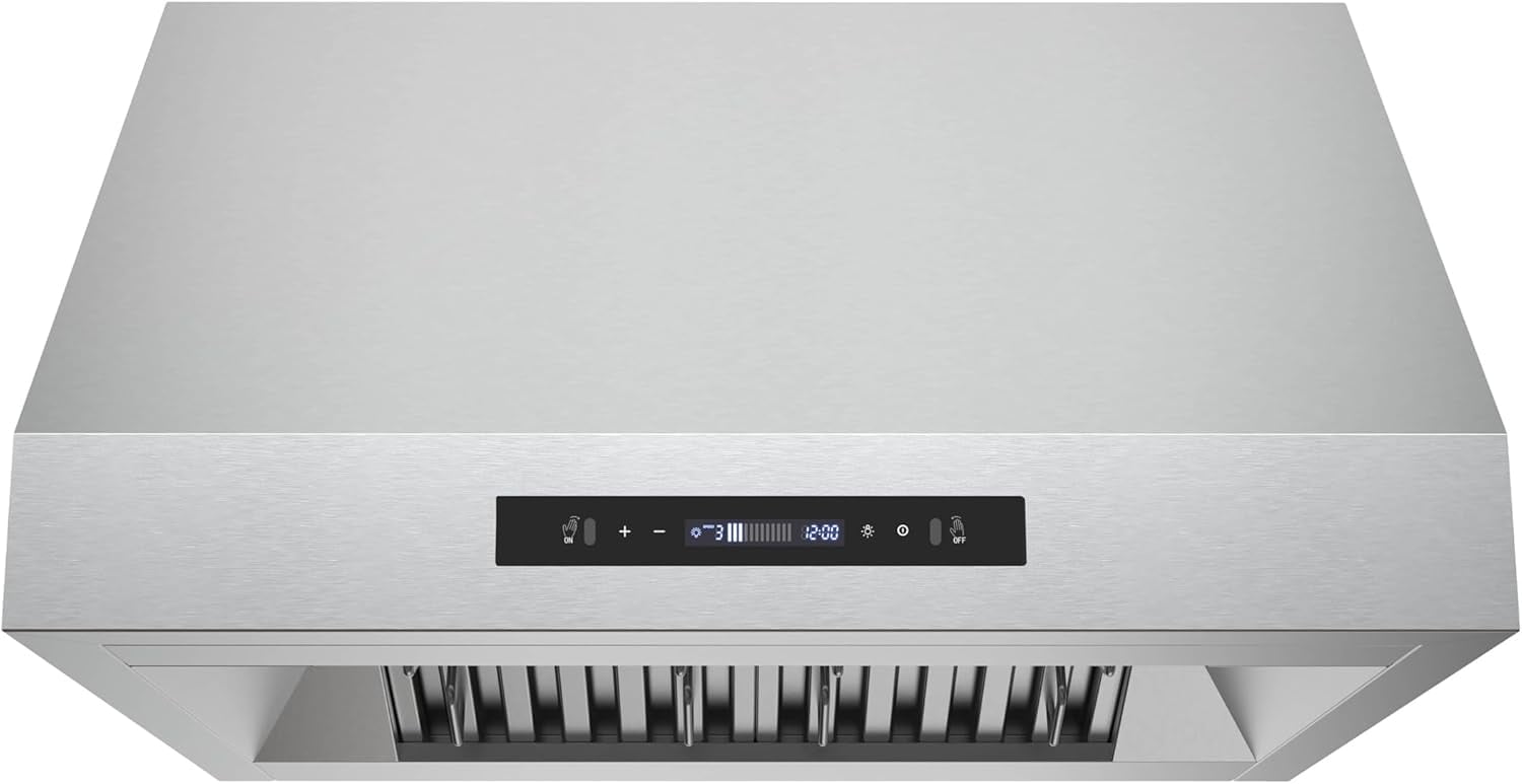 Streamline 30 in. Diveria Ducted Undermount 350 CFM Range Hood in Brushed Stainless Steel with Baffle Filters, Touchpad Control, LED Light
