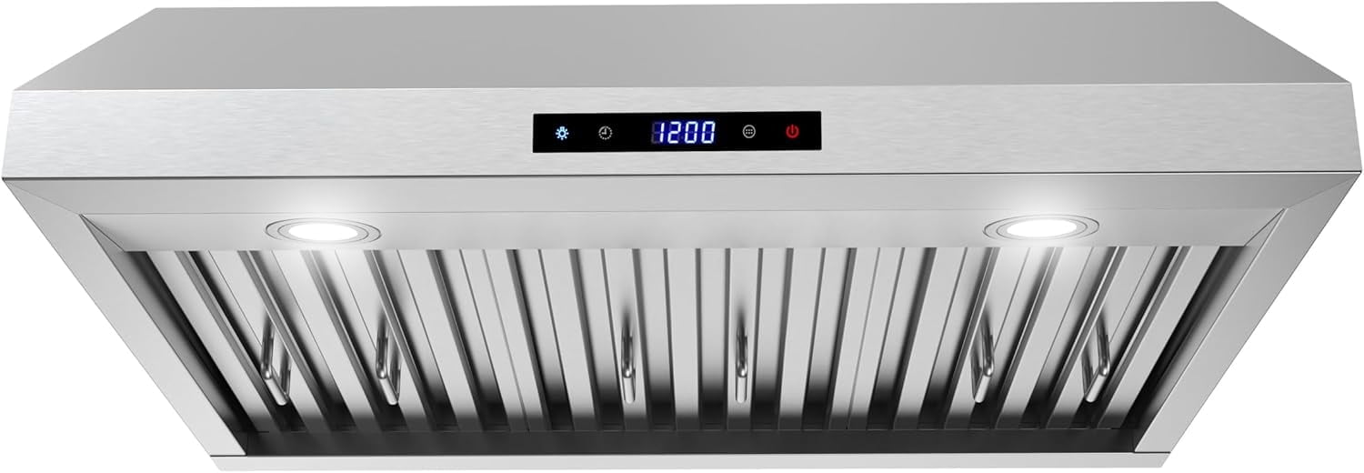 Streamline 30 in. Lozza Convertible Undermount 406 CFM Range Hood in Brushed Stainless Steel with Baffle Filters, Touchpad Control, LED Lights