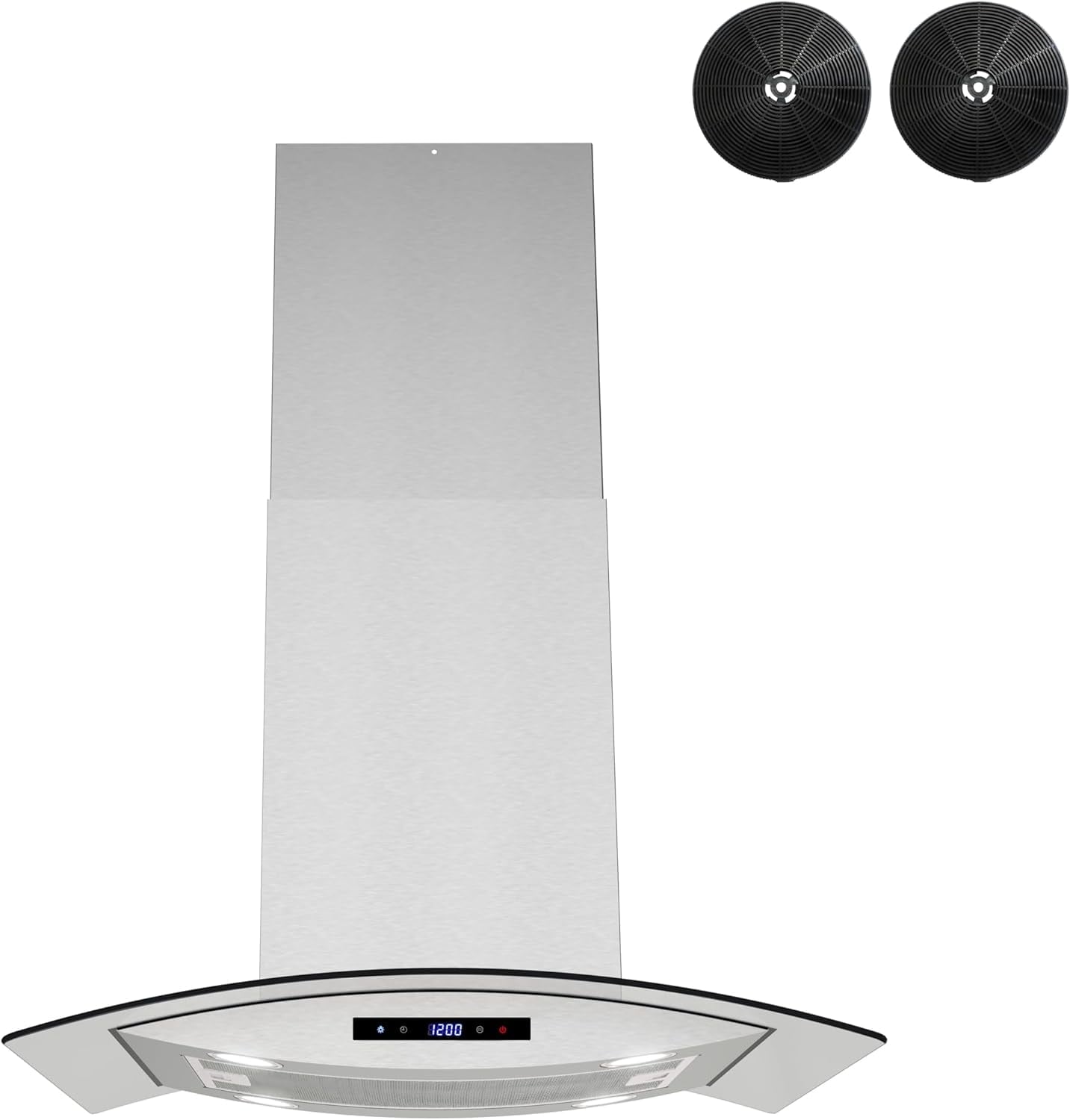 Streamline 30 in. Maddaloni Ductless Island 350 CFM Range Hood in Brushed Stainless Steel with Mesh Filters, Touchpad Control, LED Lights