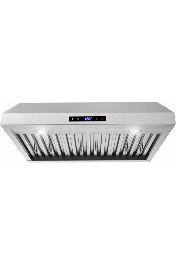 30 in. Magherno Ductless Undermount 406 CFM Range Hood in Brushed Stainless Steel with Baffle Filters, Touchpad Control, LED Lights