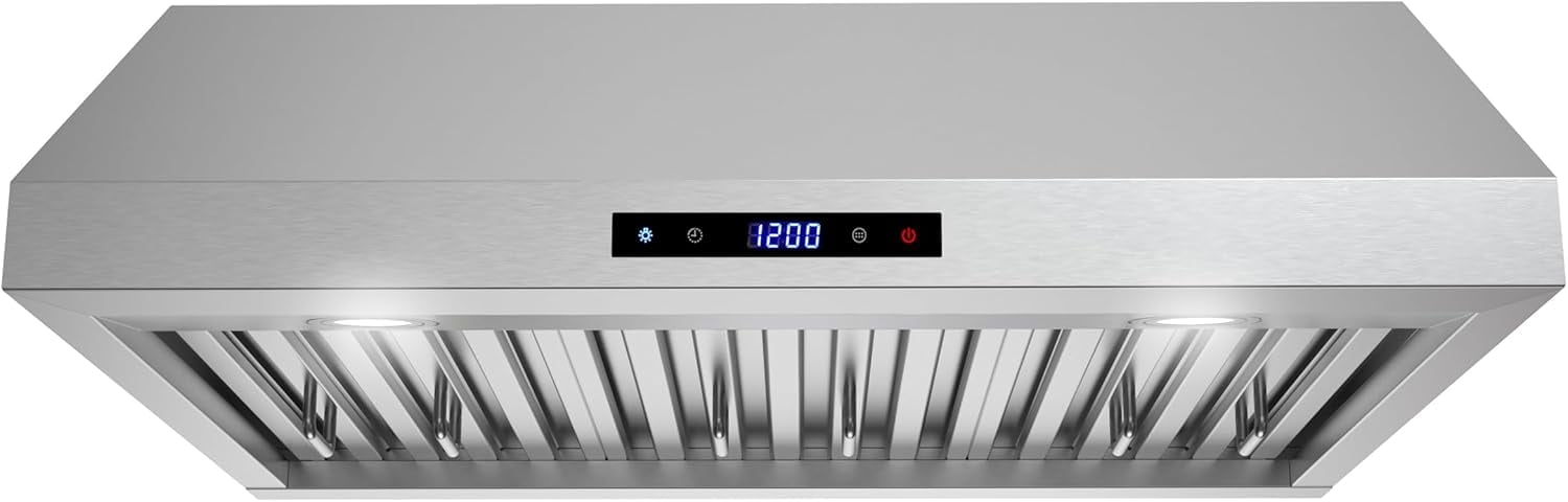 Streamline 30 in. Magione Ducted Undermount 406 CFM Range Hood in Brushed Stainless Steel with Baffle Filters, Touchpad Control, LED Lights