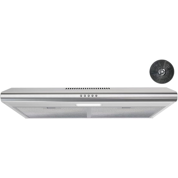 Streamline 30 in. Moncalieri Ductless Undermount Range Hood in Brushed Stainless Steel with Mesh Filters, Push Button Control, LED Light