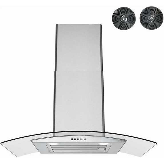 Streamline 30 in. Rubiani Convertible Wall Mount Range Hood in Brushed Stainless Steel with Baffle Filters, Push Button Control, LED Lights