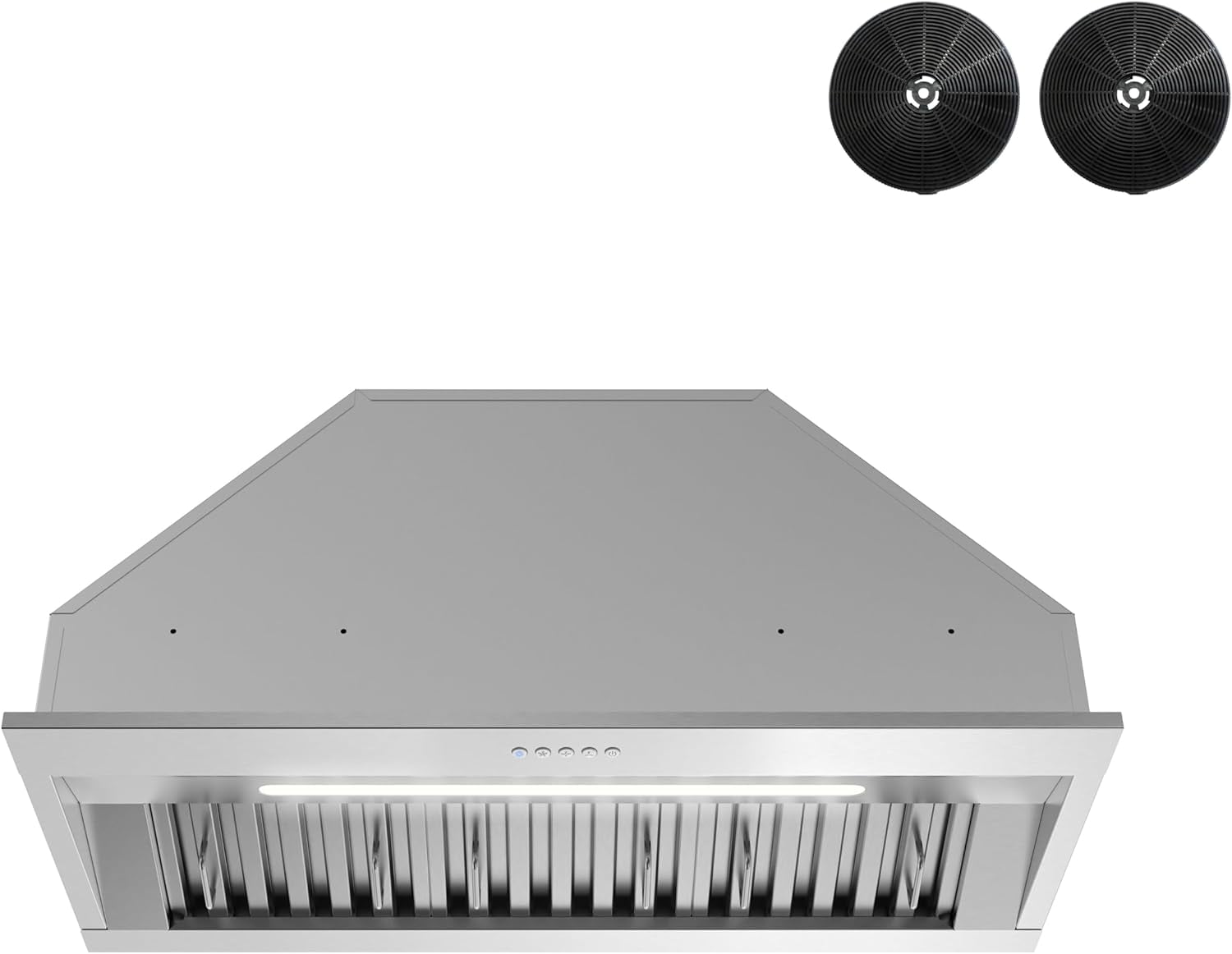 Streamline 34 in. Novara Ductless 350 CFM Range Hood in Brushed Stainless Steel with Baffle Filters, Electronic Button Control, LED Light