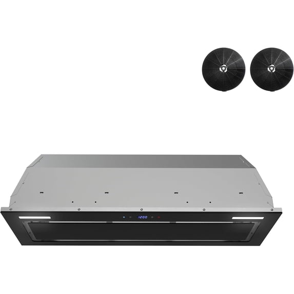 Streamline 36 in. Isernia Ductless Insert 350 CFM Range Hood in Glossy Black with Mesh Filters, Touchpad Control, LED Lights
