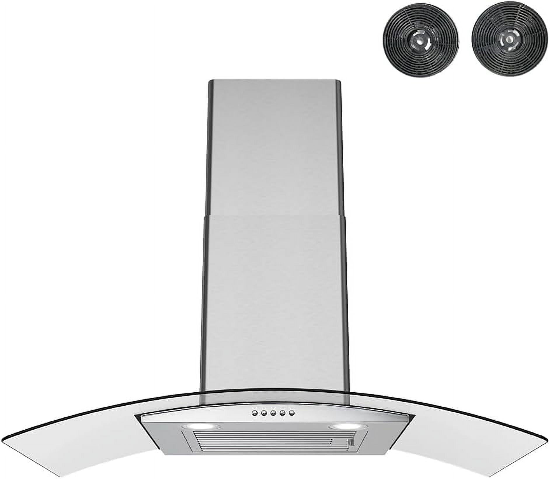Streamline 36 in. Largo Ductless Wall Mount Range Hood in Brushed Stainless Steel with Baffle Filters, Push Button Control, LED Lights
