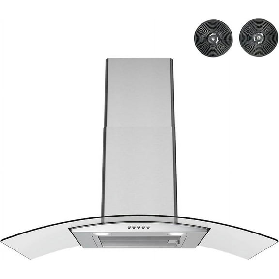 Streamline 36 in. Largo Ductless Wall Mount Range Hood in Brushed Stainless Steel with Baffle Filters, Push Button Control, LED Lights