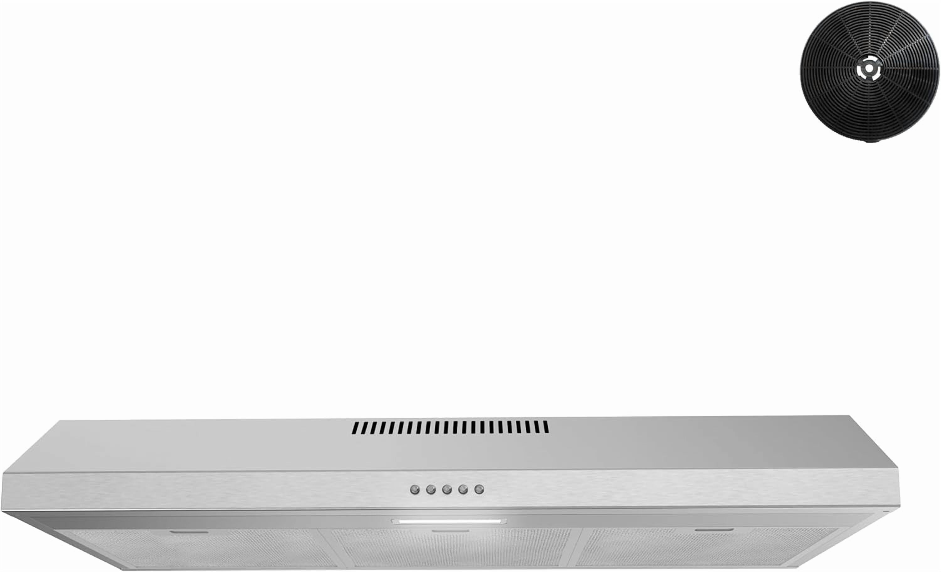 Streamline 36 in. Macerata Ductless Undermount 80 CFM Range Hood in Brushed Stainless Steel with Mesh Filters, Push Button Control, LED Light