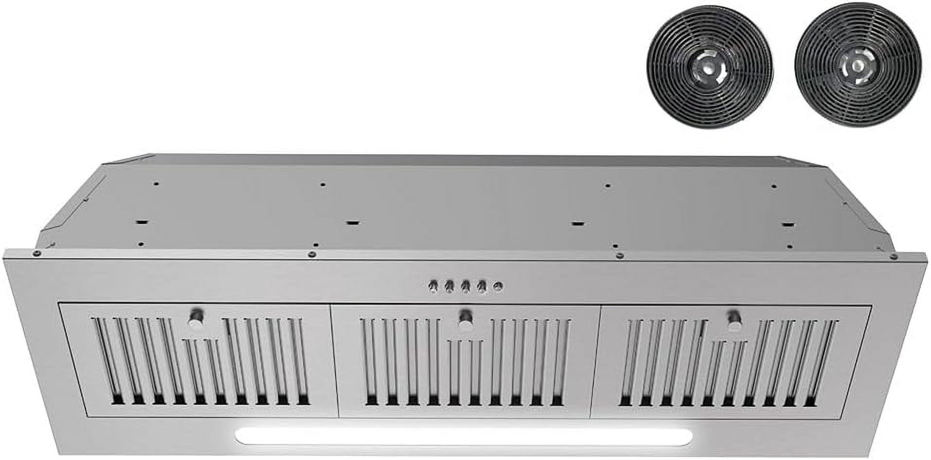 Streamline 36 in. Melisurgo Convertible Insert Range Hood in Brushed Stainless Steel with Baffle Filters, Push Button Control, LED Lights