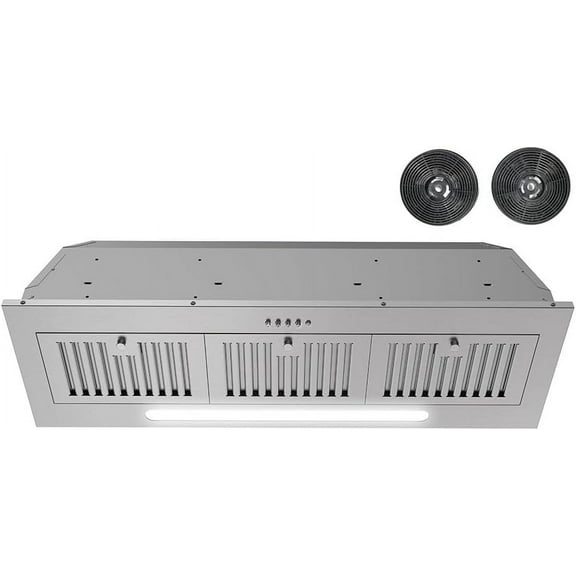 Streamline 36 in. Melisurgo Convertible Insert Range Hood in Brushed Stainless Steel with Baffle Filters, Push Button Control, LED Lights