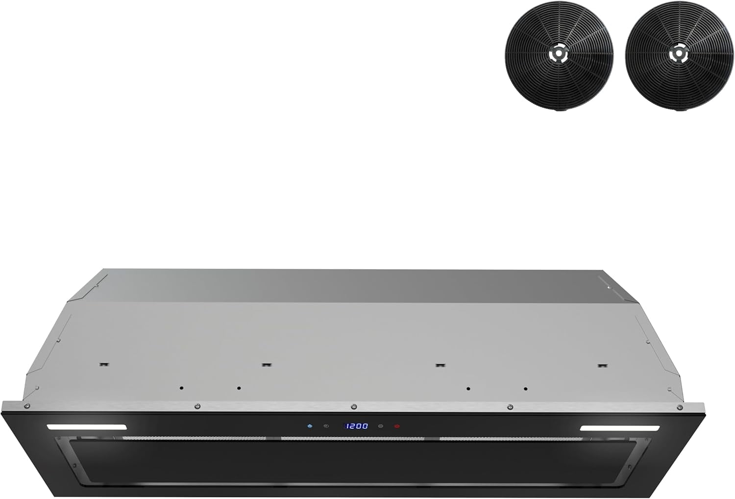 Streamline 36 in. Messina Convertible Insert 350 CFM Range Hood in Glossy Black with Mesh Filters, Touchpad Control, LED Lights