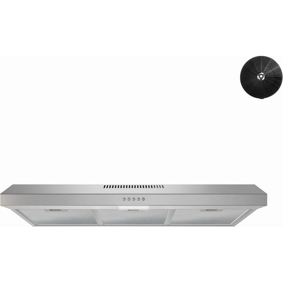 Streamline 36 in. Olbia Ductless Undermount 80 CFM Range Hood in Brushed Stainless Steel with Mesh Filters, Push Button Control, LED Light