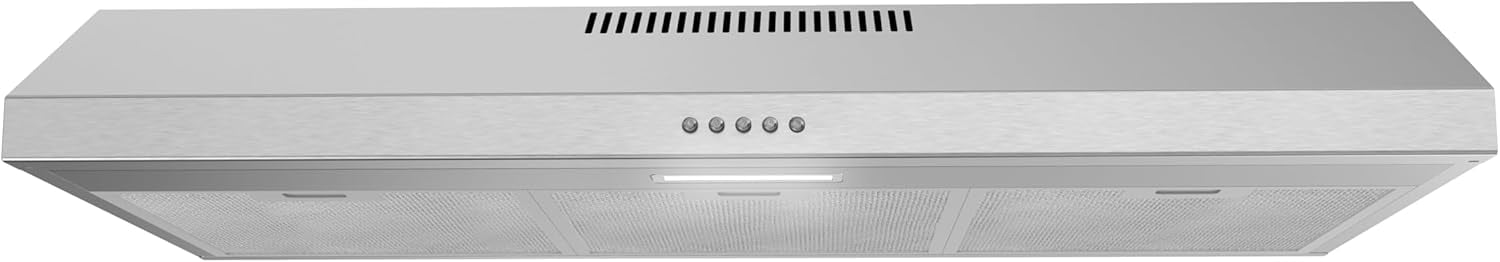 Streamline 36 in. Rapolla Ducted Undermount 80 CFM Range Hood in Brushed Stainless Steel with Mesh Filters, Push Button Control, LED Light