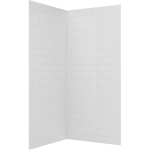 Streamline DSH-1360-139 38 in. L x 38 in. W x 76 in. H 2-Piece Glue-Up Corner Shower Surround in White Tile Finish