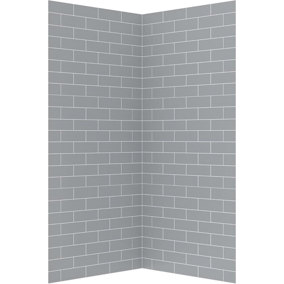 Streamline DSH-1500-157 36 in. L x 36 in. W. x. 76 in. H 2-Piece Glue-Up Corner Shower Surround in Grey Tile Finish