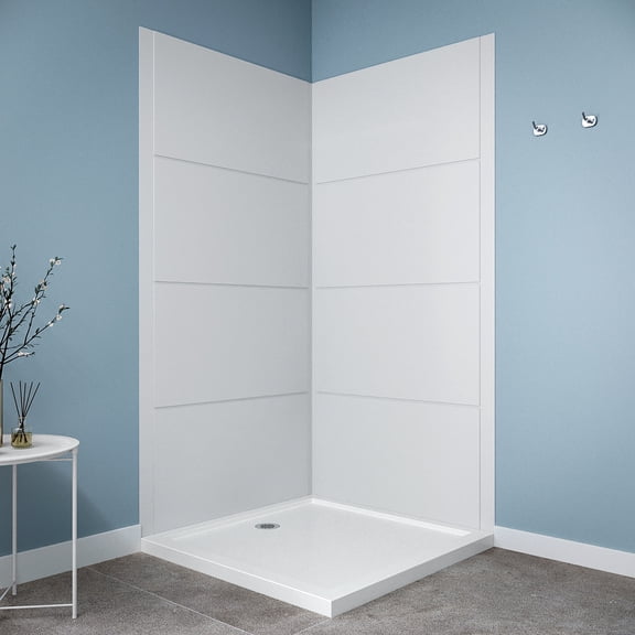 Streamline DSH-1640-178 30 in. L x 60 in. W x 76 in. H 4-Piece Glue-Up Alcove Shower Surround in White XT Tile Finish